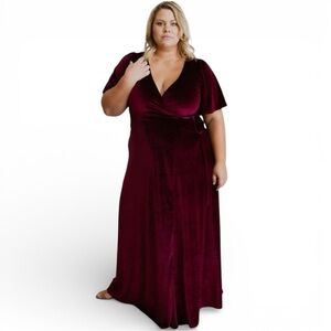 NWT Baltic Born Meghan Velvet Wrap Maxi Dress Event Evening Holiday Mulberry XXL